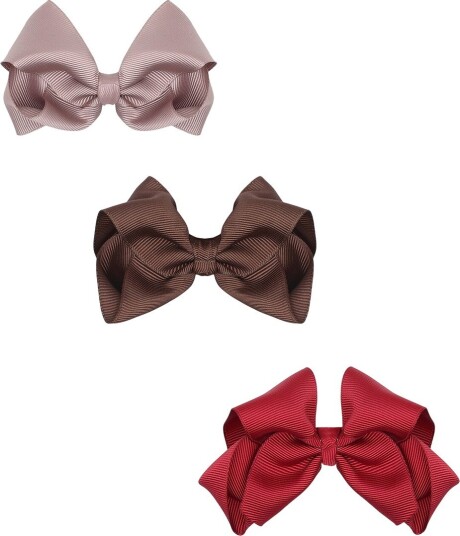 Hust and Claire Hårspenner m. Sløyfe 3-pack HCFanetha BIG  Hust and Claire OneSize Hårpynt Brun Lilla Rosa Rød