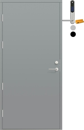 Ytterdør Bygg1 Fjell 09 med Yale Entrus BxH: 90x190 cm, Høyre, NCS S-3502-B, Lys Grå, Yale Sølv