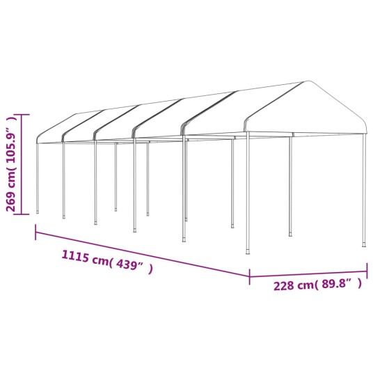 vidaXL Paviljong med tak hvit 11,15x2,28x2,69 m polyetylen vidaXL Paviljong med tak hvit 11,15x2,28x2,69 m polyetylen