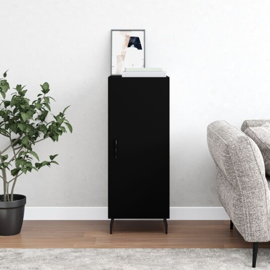 vidaXL Skjenk svart 34,5x34x90 cm konstruert tre