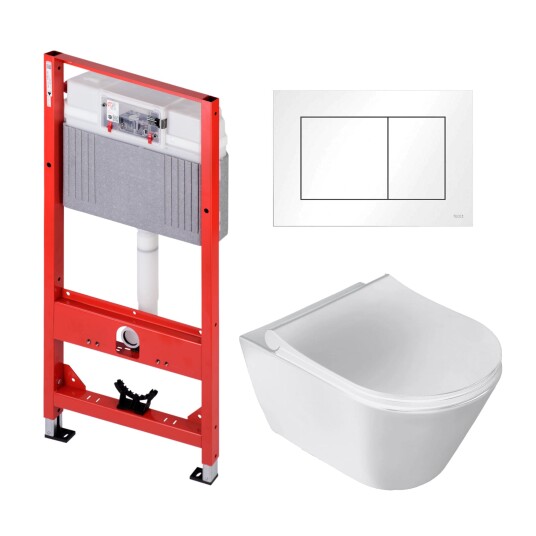 Sanipro Aquaform Toalettpakke Veggskål Soft-Close Sete Og Tece Sisterne Hvit
