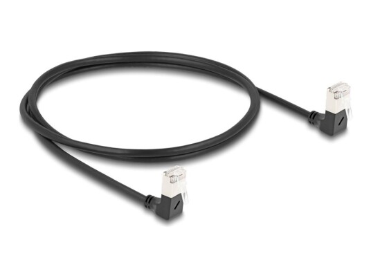 Delock Nettverkskabel Rj-45 P Nedvinklet Til Rj-45 P Nedvinklet 1 M 4.5 Mm S/Ftp Cat 6A Halogenfri Formstøpt Svart