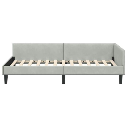 Hjørnesengramme med hodegjerde Lysegrå 100 cm x 200 cm Fløyel