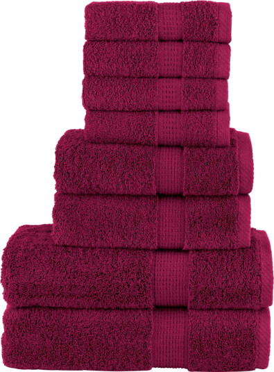 vidaXL Premium håndklesett 8 deler SOLUND burgunder 600 g/m2 vidaXL Premium håndklesett 8 deler SOLUND burgunder 600 g/m2