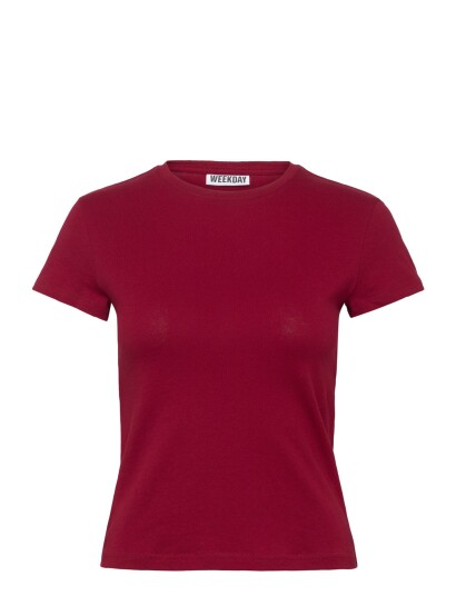 Weekday Slim Short Sleeved Cotton T Shirt Red XXS