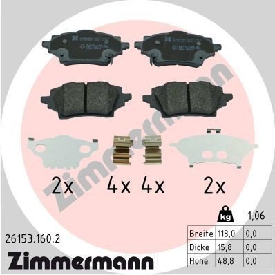 Bremseklosser ZIMMERMANN 26153.160.2 Bremseklosser ZIMMERMANN 26153.160.2