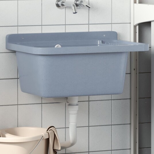 Veggmontert Servant Grå 60x40x28cm Harpiks