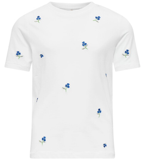 Kids Only T skjorte   Noos   KogKetty   Bright White/Blue Blomst   Kids Only   7 8 år (122 128)   T skjorte   Hvit