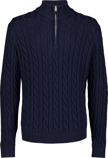 Lindbergh Cabel Zip Neck Knit   Navy   XXL