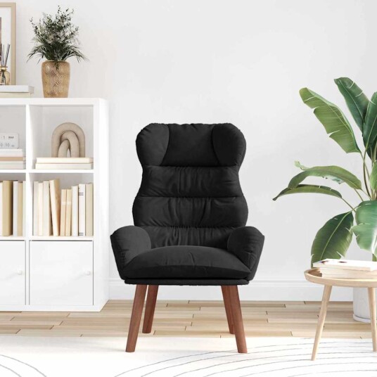Avslappende stol Svart 69 x 74 x 93 cm Fløyel Avslappende stol Svart 69 x 74 x 93 cm Fløyel