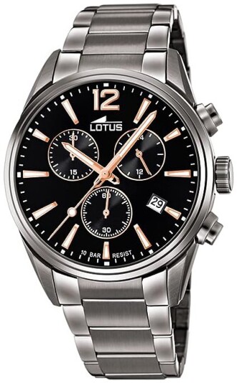 Lotus Herreklokke 18682/2 Chrono Sort/Stål Ø42 mm