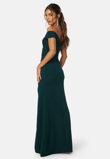 Bubbleroom Occasion Belle Twist Off Shoulder Gown Dark green L
