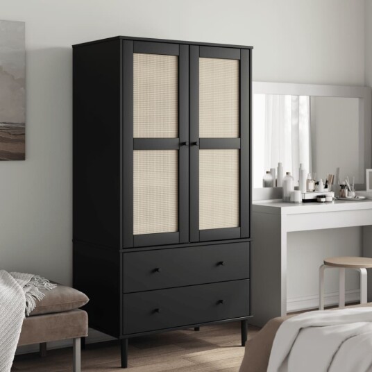 vidaXL Garderobe SENJA rotting utseende svart 90x55x175 cm heltre furu