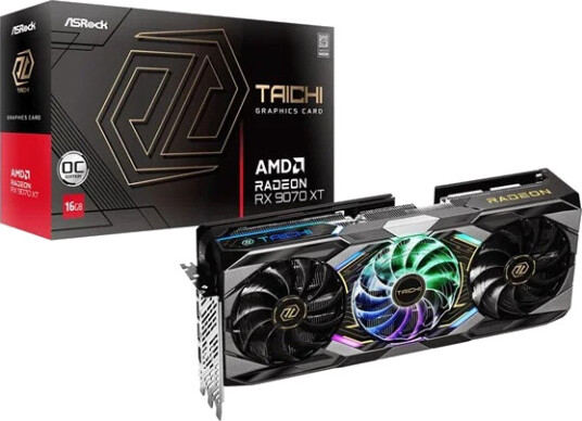 ASRock Radeon RX 9070 XT Taichi OC Grafikkort 16GB GDDR6 PCIe 4.0 ASRock Radeon RX 9070 XT Taichi OC Grafikkort 16GB GDDR6 PCIe 4.0