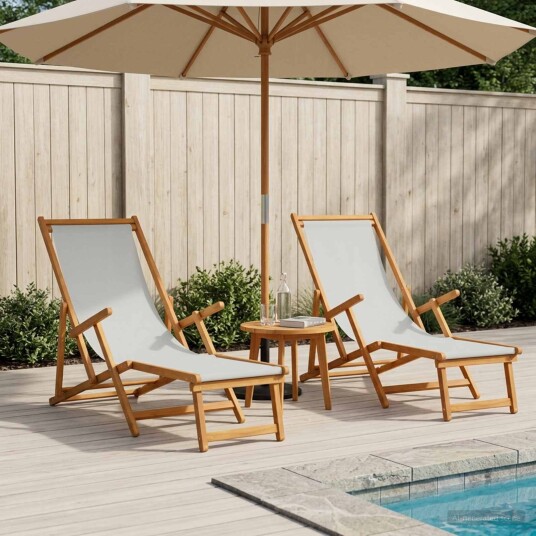 vidaXL Sammenleggbar solstol 2 pcs 3 Posisjon Solid Eucalyptus Tre