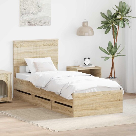  Sengestamme med skuff Sonoma eik 75 x 190 cm Ingeniørtre