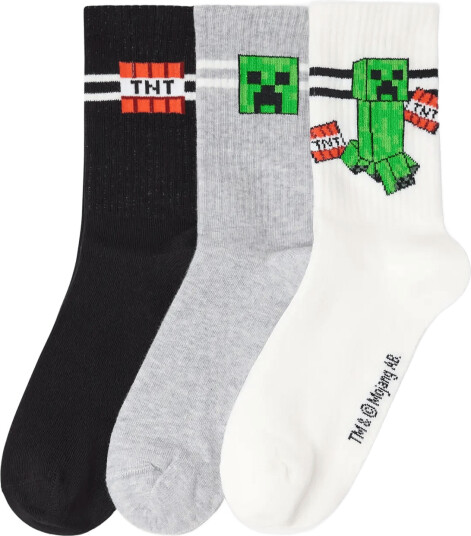 Lindex 3 Pack Minecraft Socks Black 34/36