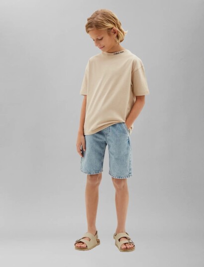 Calvin Klein 2 Pack Embro Logo Ss Tee   Beige   128
