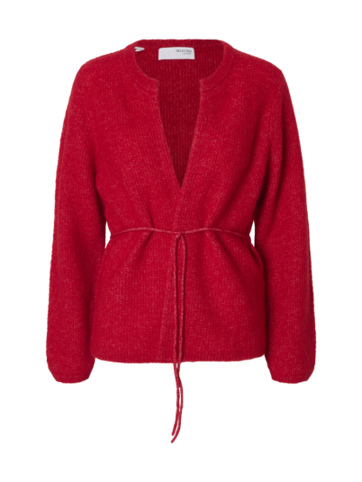 Selected Femme slfsia ras strikket cardigan med belte rød