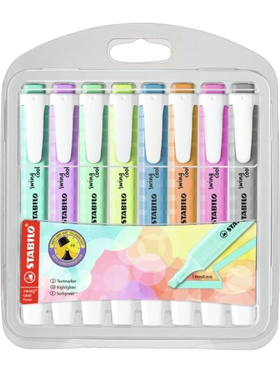 STABILO Swing Cool Pastel 8 markeringstusjer i pastellfarger STABILO Swing Cool Pastel 8 markeringstusjer i pastellfarger