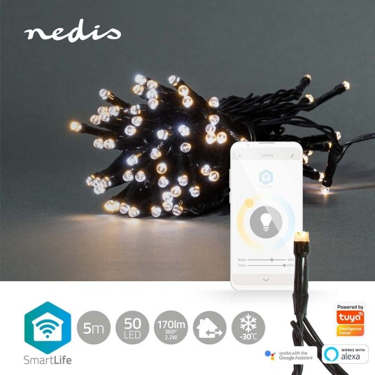 Nedis SmartLife Wifi Varm og kald hvit lysstreng   20 meter/400 lys