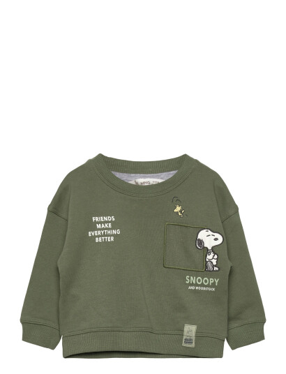 Mango Embroidered Snoopy Sweatshirt - Green - 2-3