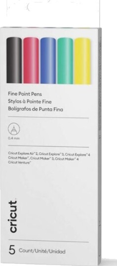 Cricut Classic - Fibertuppenn - Permanent - Rød, Gul, Grønn, Blå, Svart - Vannbasert Blekk - 0.4 Mm - Fin (En Pakke 5) Cricut Classic - Fibertuppenn - Permanent - Rød, Gul, Grønn, Blå, Svart - Vannbasert Blekk - 0.4 Mm - Fin (En Pakke 5)