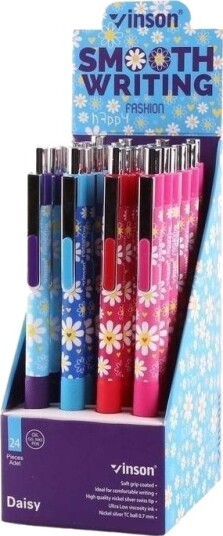 Easy Automatisk Kulepenn Fashion Daisy Blå (24 Stk)