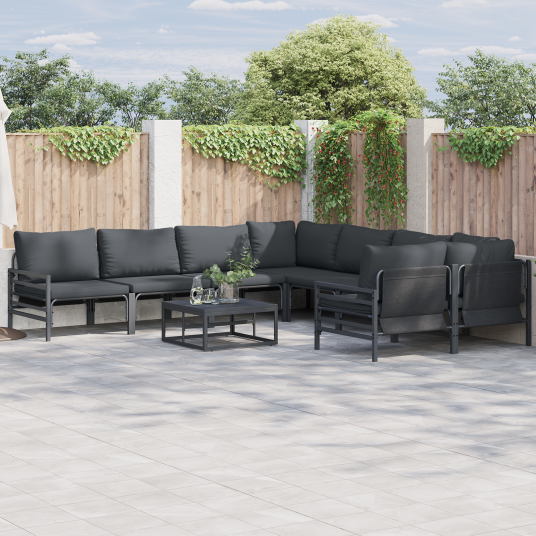 Hagesofa Set 9 pcs Antrasittgrå Stål