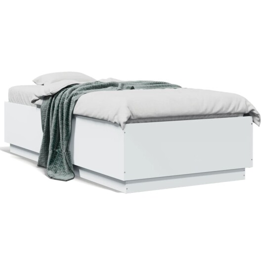  Sengeramme med LED-lys hvit 75x190 cm konstruert tre 8721012274020
