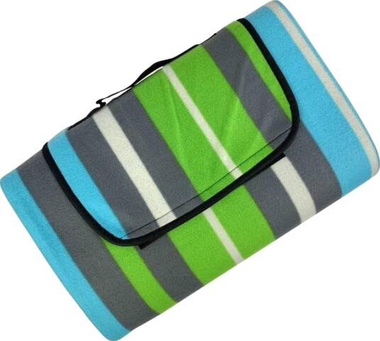 Promis KP200 Piknikteppe   Fleece Vanntett 150x200cm   Gr??nne Striper