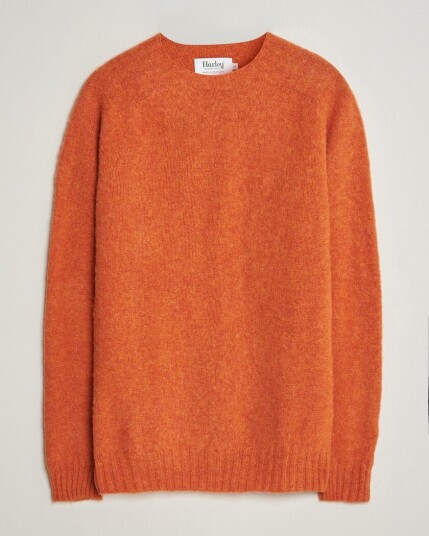 Harley Of Scotland Brushed Supersoft Lambswool Crewneck Satsuma