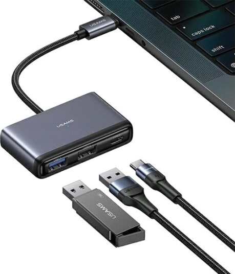 Usams Hub 5-I-1 Usb 2.0/Usb 3.0/Usb-C/Tf/Sd Grå Sj628hub01 Us-Sj628 Usams Hub 5-I-1 Usb 2.0/Usb 3.0/Usb-C/Tf/Sd Grå Sj628hub01 Us-Sj628