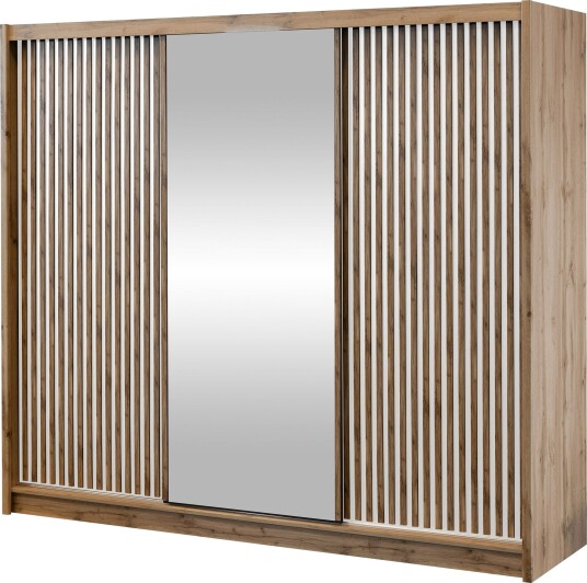 Swanley Garderobeskapeskap med speil 250x215 cm - Brun/Hvit