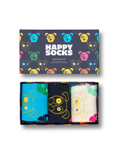 Happy Socks 3-Pack Mixed Dog Socks Gift Set - Navy - 36-40