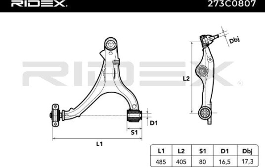 RIDEX 273C0807 Bærearm