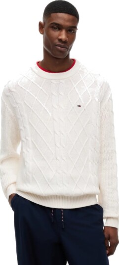 Tommy Jeans Tjm Reg Cable Knit Sweater Cream XXL