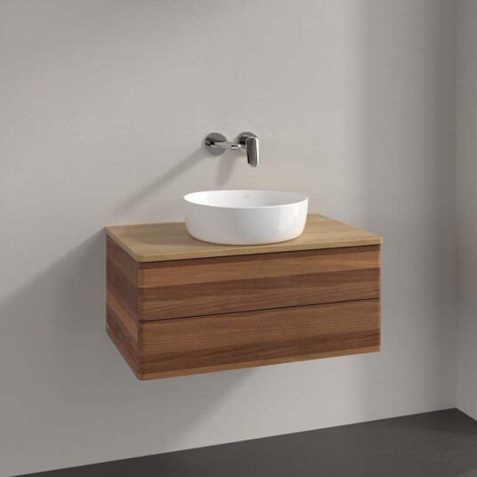 Villeroy & Boch Antao Servantskap med 2 skuffer 80x50x36 cm m/lys Valnøtt/Eik