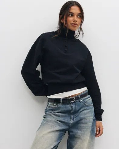Nelly - Svart - Waist Focus Button Sweat