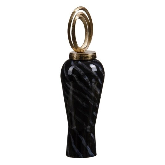 Bigbuy Home Vase Krystall Svart Gyllen Metall 15 X 15 X 46 Cm