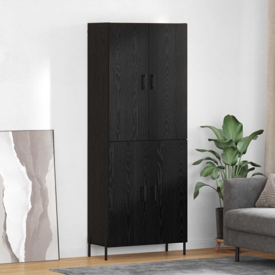 Høyskap Veggmontert Svart Eik 69,5 x 34 x 180 cm Konstruert tre