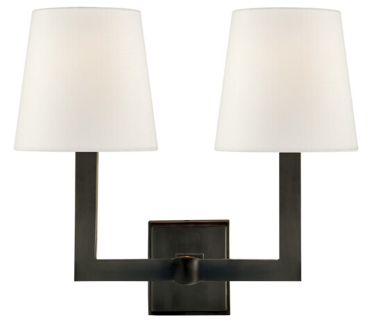 Square Tube vägglampa dubbel brons/linne Square Tube vägglampa dubbel brons/linne
