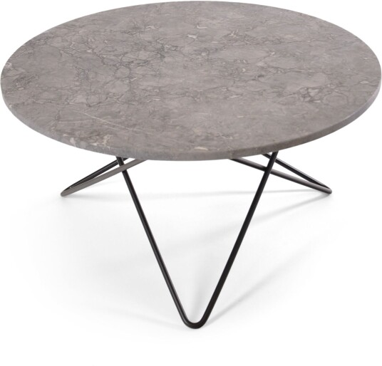 Ox Denmarq - O Table Black Steel Frame Top: Grey Marble Sofabord Dennis Marquart Grå Metall/stein