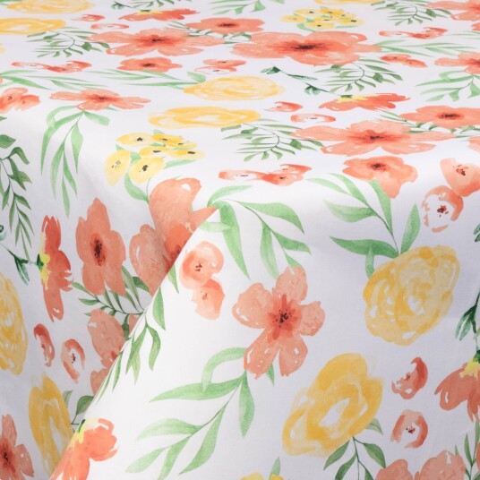 Borg Living Tekstil voksduk med akrylbelegg   30 meter på rull   Big flower multi   140 cm bred tekstilduk