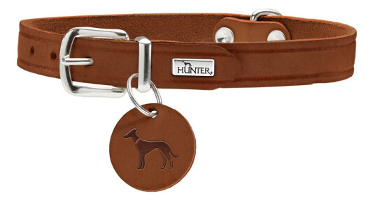 Hunter Aalborg Lærhalsbånd til Hund - Cognac - Størrelse S-M (37-43 cm)