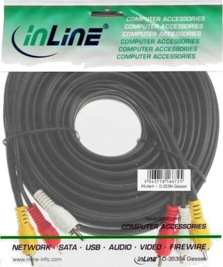 Inline 89650 3 X Rca 0,5 M Svart