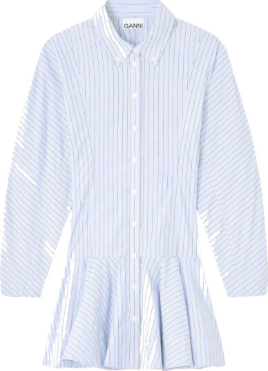 Ganni Stripe Shirt Dress Blue 38 Ganni Stripe Shirt Dress Blue 38