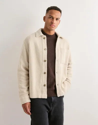 Selected Men Slhregfred Structured Overshirt Overshirts Beige