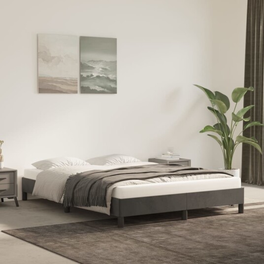  Sengeramme uten madrass mørkegrå 135x190 cm Double fløyel