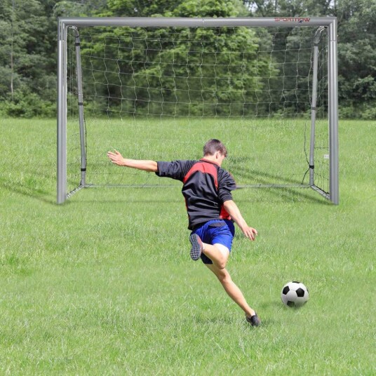 Fotballmål med PE Mesh Fotballmål for barn og voksne 240 x 85 x 160 cm Stål PE Hage Fotballtrening Grå